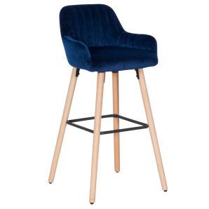 Тъмно син бар стол от висококачествен бук