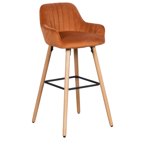 Бар стол от висококачествен бук - оранжев