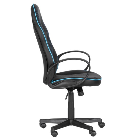 Геймърски стол от еко кожа с Tilt tension функция в черно и синьо