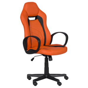 Оранжев геймърски стол с извити подлакътници