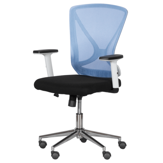 Екстравагантен офис стол с люлееща функция в синьо и черно