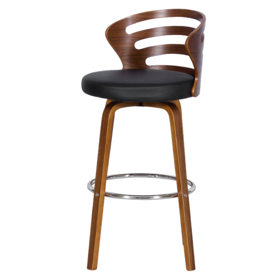Бар стол от дърво с функция въртене - черен