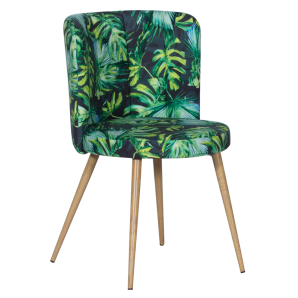Зелен трапезен стол с метални крака Хавай