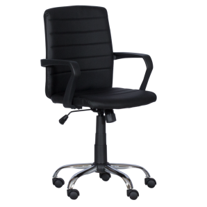 Работен офис стол с хромирана основа - черен