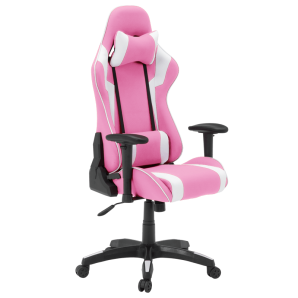 Геймърски стол с атрактивен дизайн - бял-розов