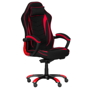 Черно-червен стол за геймъри с подглавник