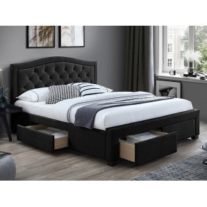 Тапицирано легло с чекмеджета 60x200см - черно