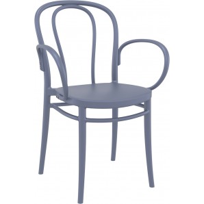 Пластмасов градински стол 57/52/85см - полипропилен с фибро стъкло, тъмносив