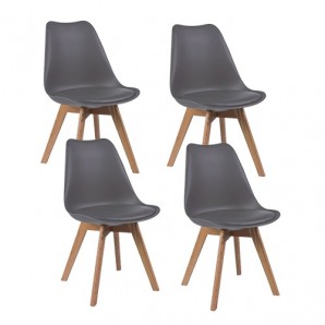 Комплект 4броя трапезарни столчета дъб - сив