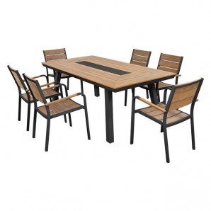 Set Dining Table 7pieces Aluminum in grey color HM5233.02