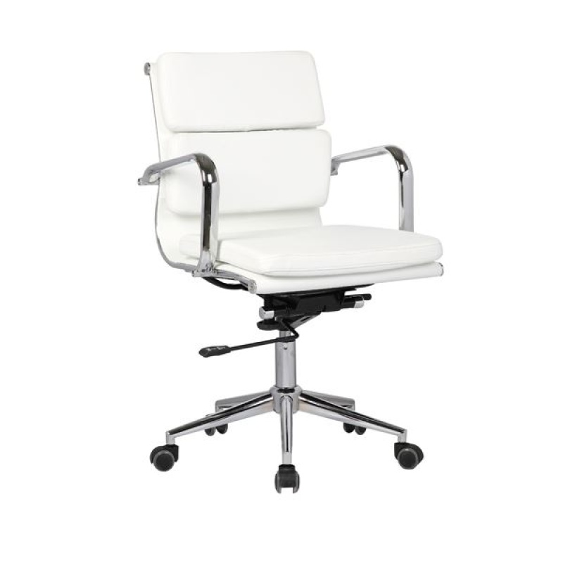 Low Back Armchair White Pu