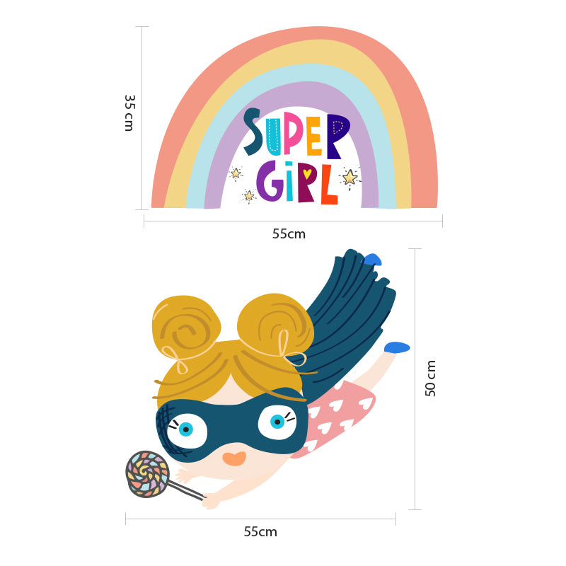 Комплект 2 броя стикери SUPER GIRL за декорация на детска стая