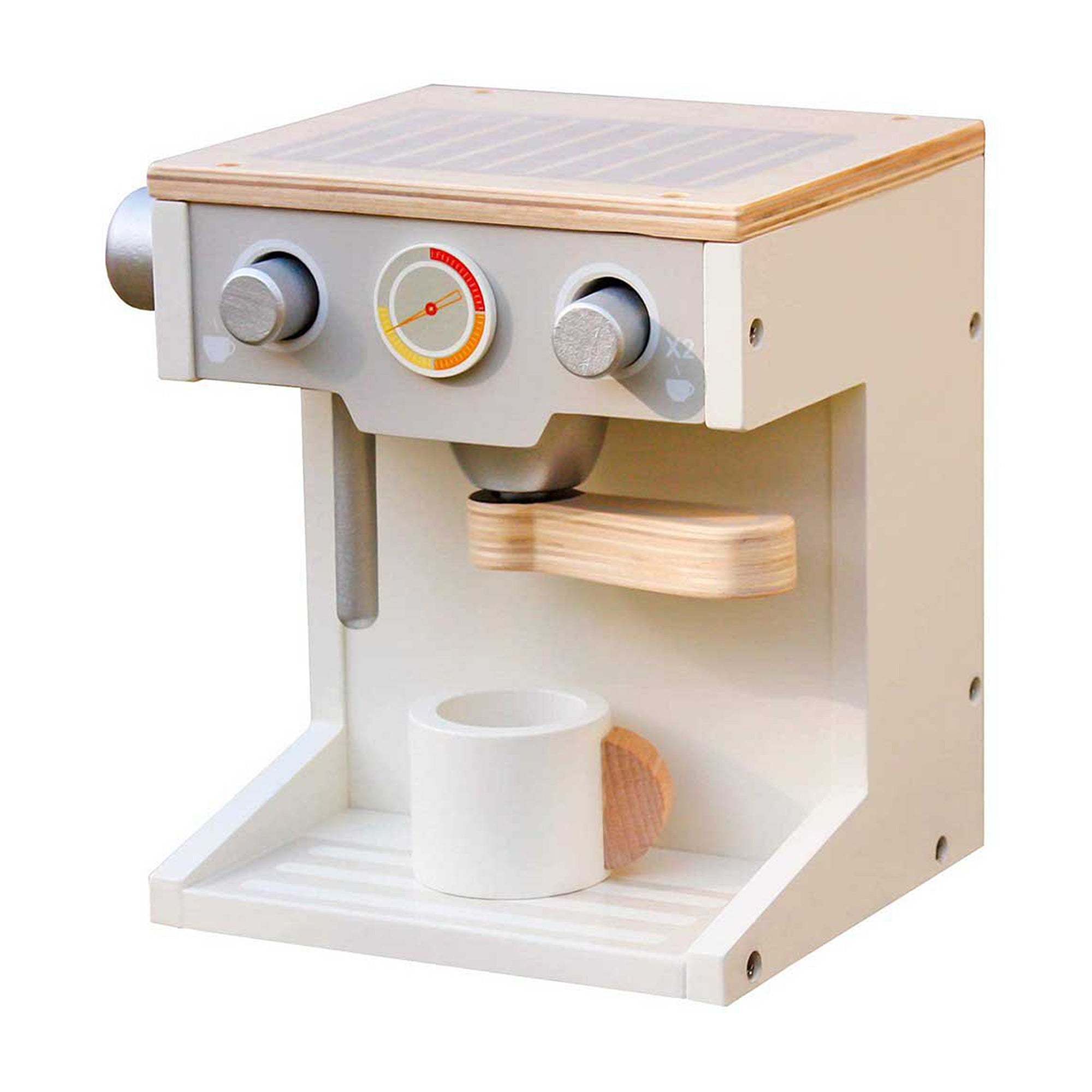 Детска Дървена Кафемашина за Espresso с Чашка – бяло/сиво