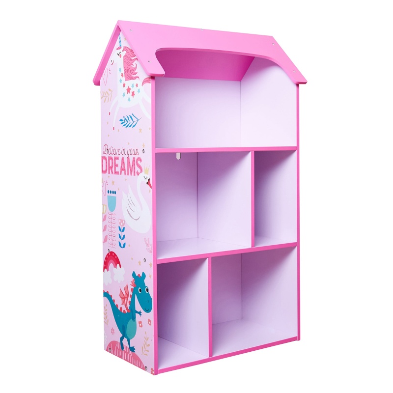 Детска Дървена Етажерка за Съхранение на Играчки и Книжки - Къщичка DREAMS