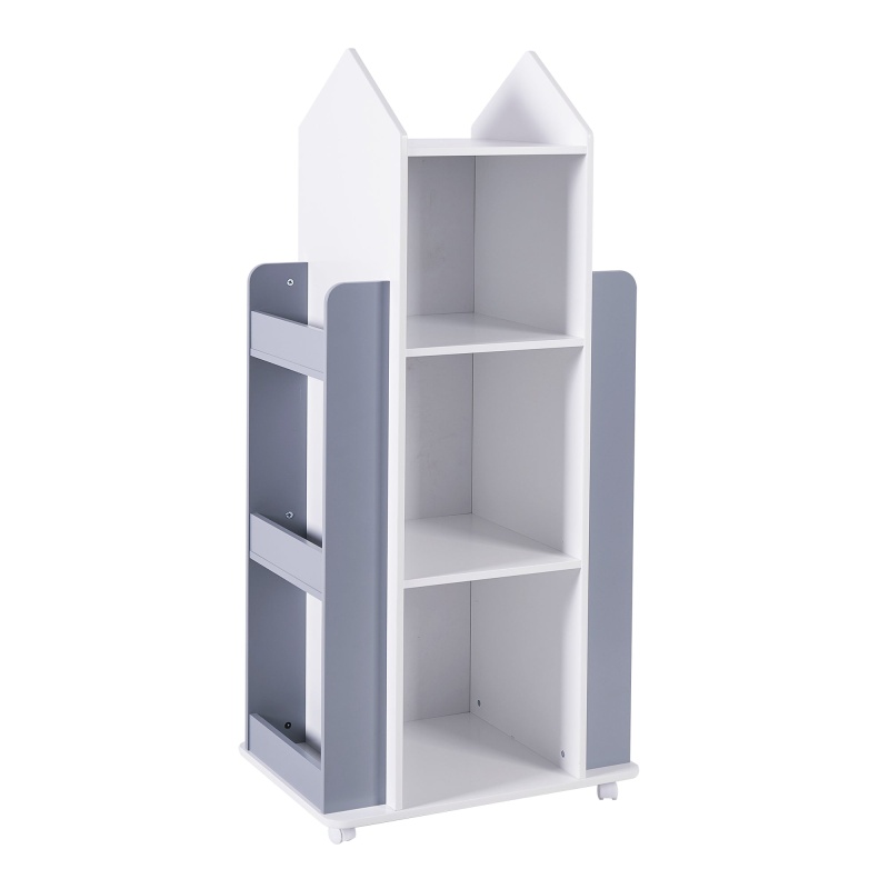 Дървена - за Съхранение на Книги и Играчки WHITE/GRAY