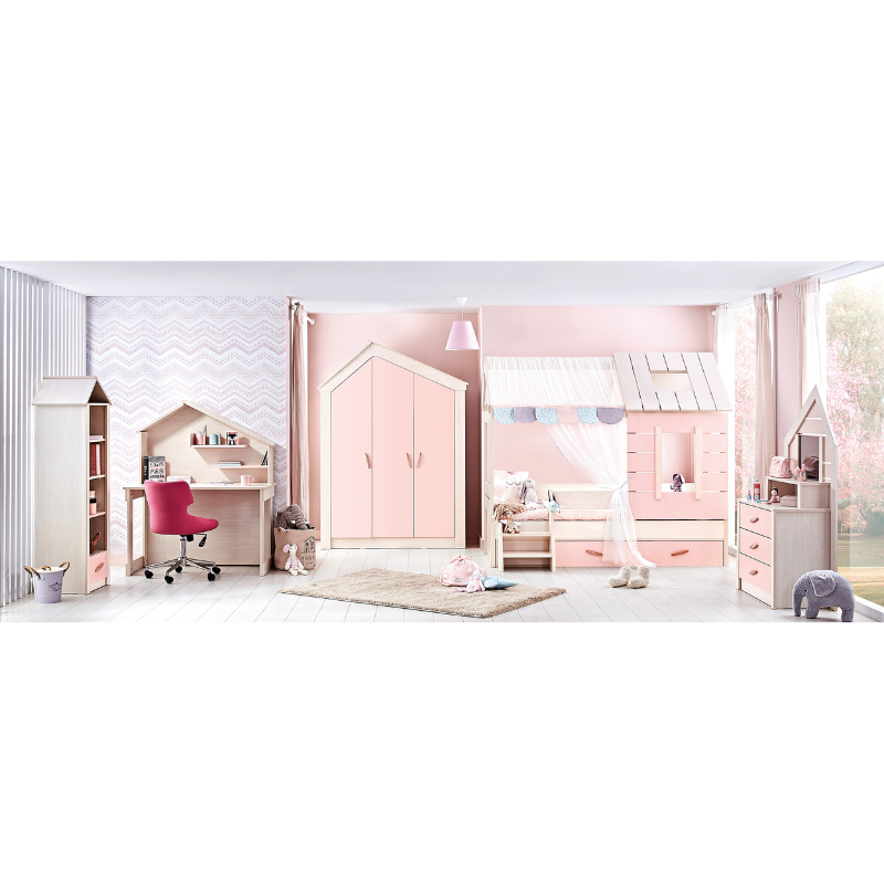 Двуетажно детско легло PINK HOUSE – дясно