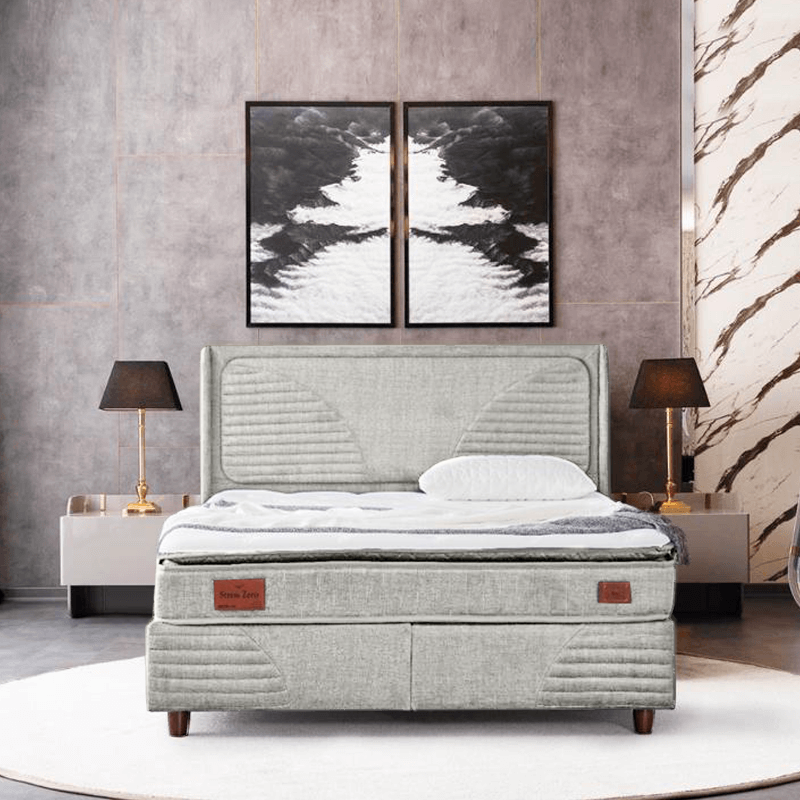 Тапицирана спалня с матрак STRESS ZERO 160 x 200 - крем 02