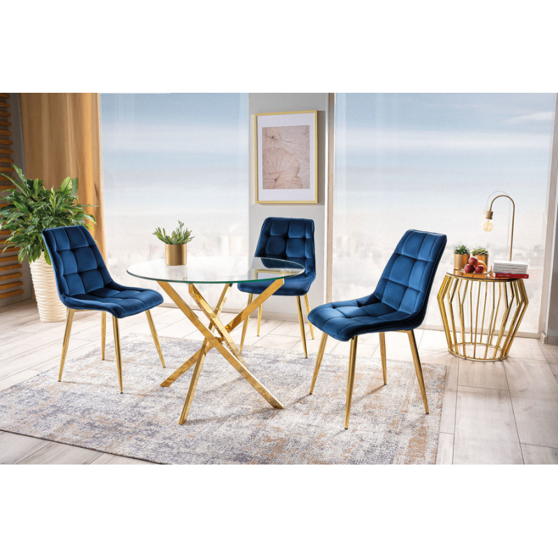 CHIC VELVET стол Gold - тъмносин Bluvel 86