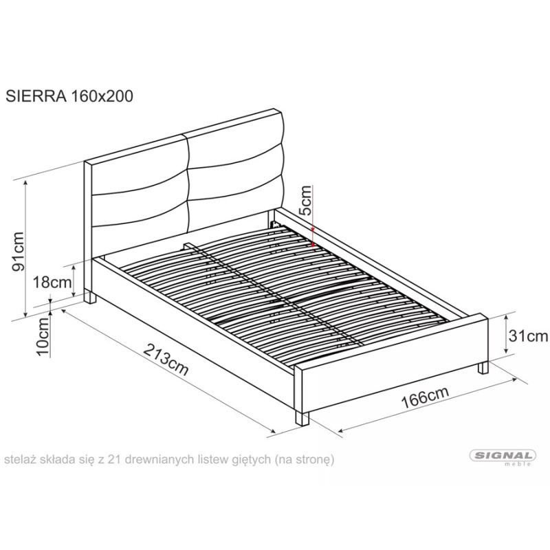 Двойно тапицирано легло 160x200см - сиво