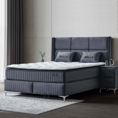 Тапицирана спалня с матрак BELLA 160 x 200 - сив 29