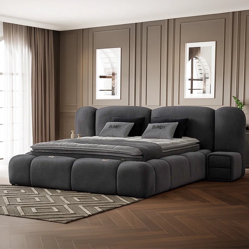 Тапицирана спалня с матрак BUMBY 160 x 200 – сив 13