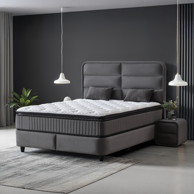 Тапицирана спалня с матрак FALLONE 140 x 200 – тъмно сив 32