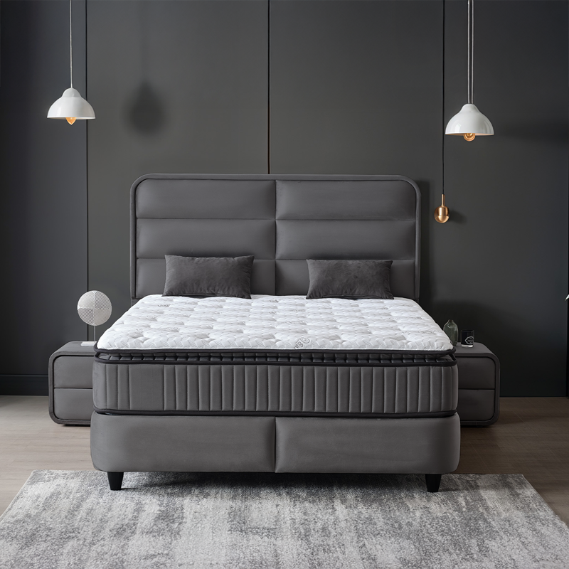 Тапицирана спалня с матрак FALLONE 140 x 200 – тъмно сив 32