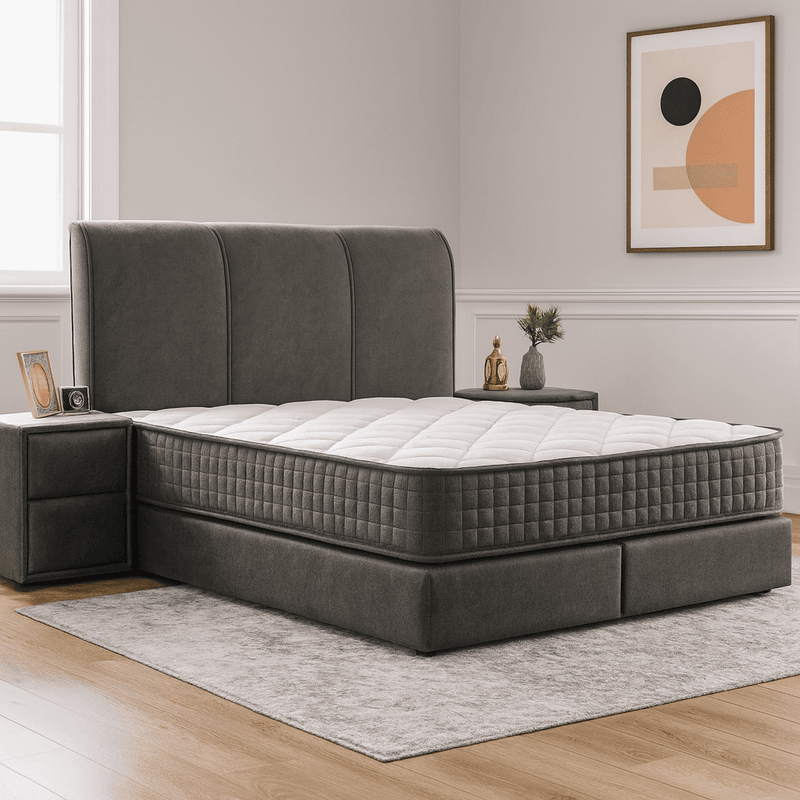 Тапицирана спалня с матрак LINDA 140 х 200 – сив 13