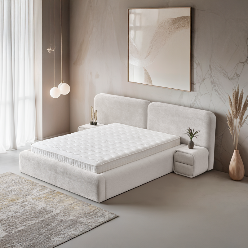 Тапицирана спалня с матрак MYKONOS 180 х 200 – перла SY