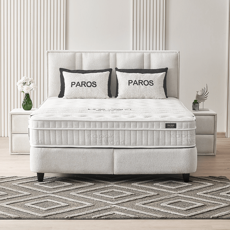 Тапицирана спалня с матрак PAROS 140 х 200 – крем AN