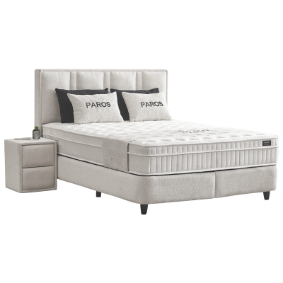 Тапицирана спалня с матрак PAROS 140 х 200 - крем AN