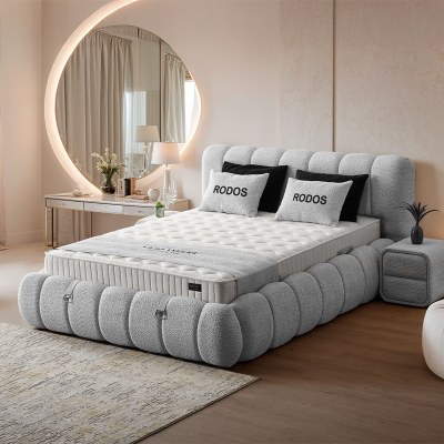 Тапицирана спалня с матрак RODOS 140 х 200 - светлосив 326