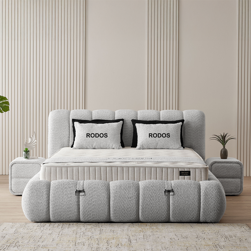 Тапицирана спалня с матрак RODOS 160 х 200 – светлосив 326