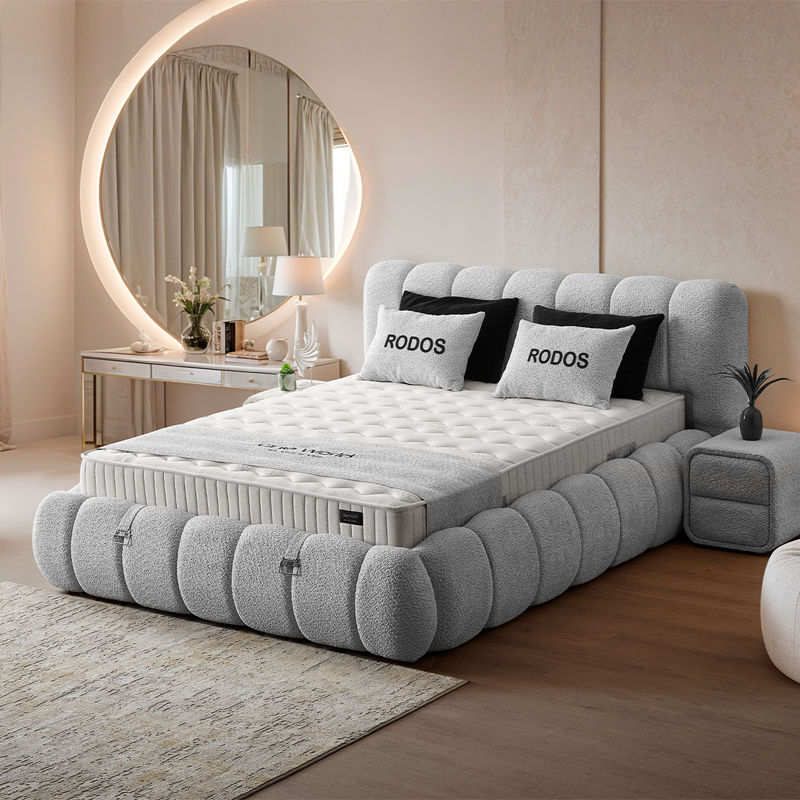 Тапицирана спалня с матрак RODOS 160 х 200 – светлосив 326