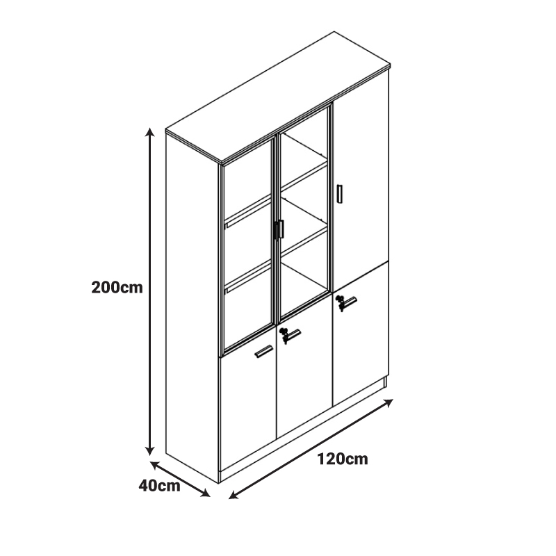 Офис библиотека 120x40x200 см цвят орех-антрацит