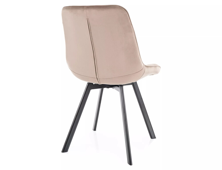 Кадифен стол с тъфтинг – бежов