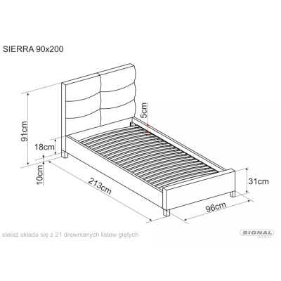 Кадифено легло 90x200см - сиво