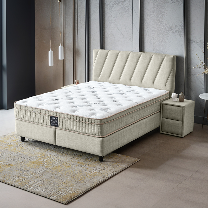 Тапицирана спалня с матрак SIESTA 180 x 200 – крем 01
