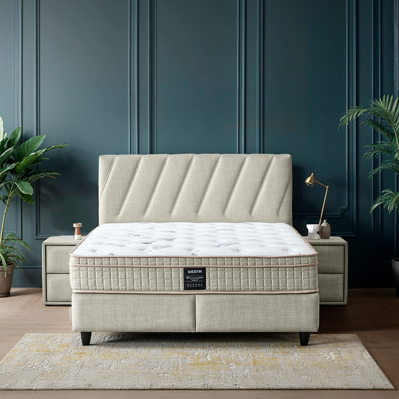 Тапицирана спалня с матрак SIESTA 180 x 200 – крем 01