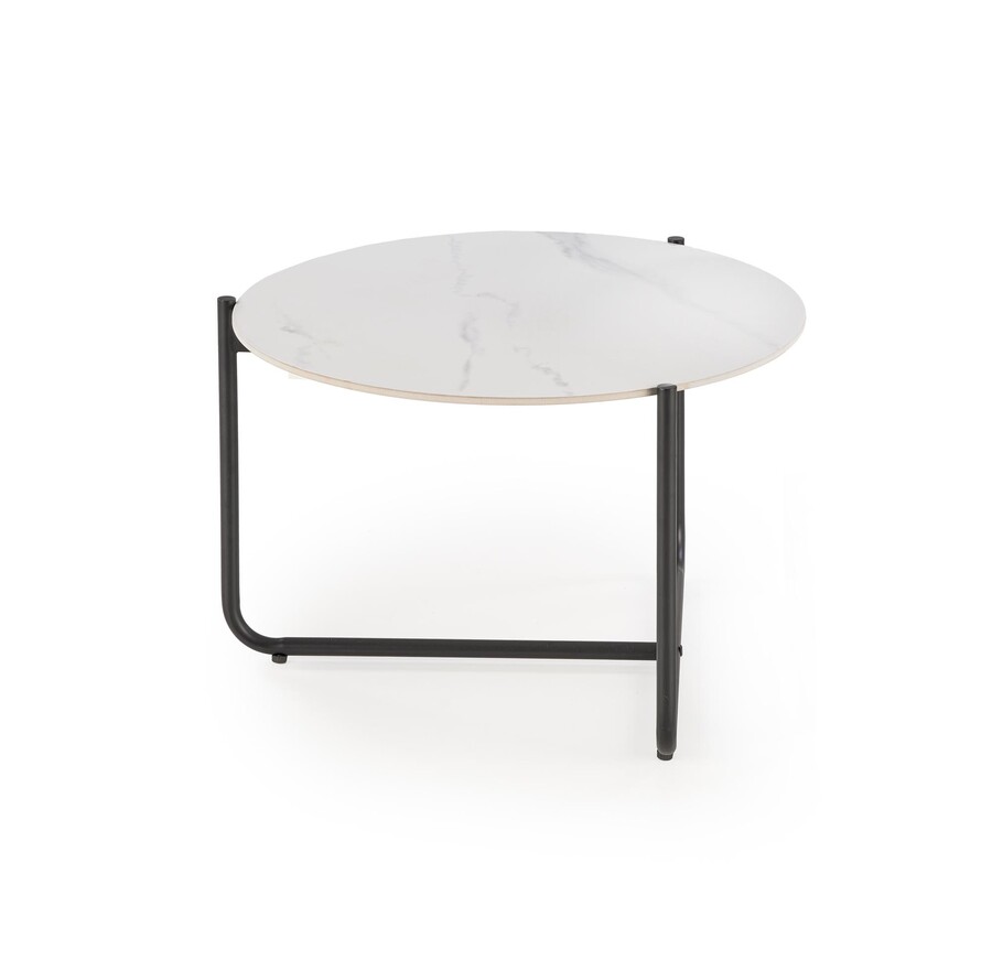 Кръгла маса – бял мрамор/черен
