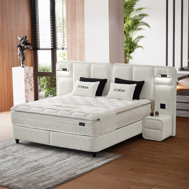 Тапицирана спалня с матрак ATHENA 180 х 200 – слонова кост SY