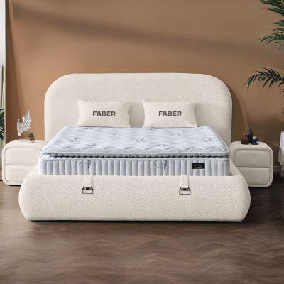 Тапицирана спалня с матрак FABER 160 х 200 - шампанско 01
