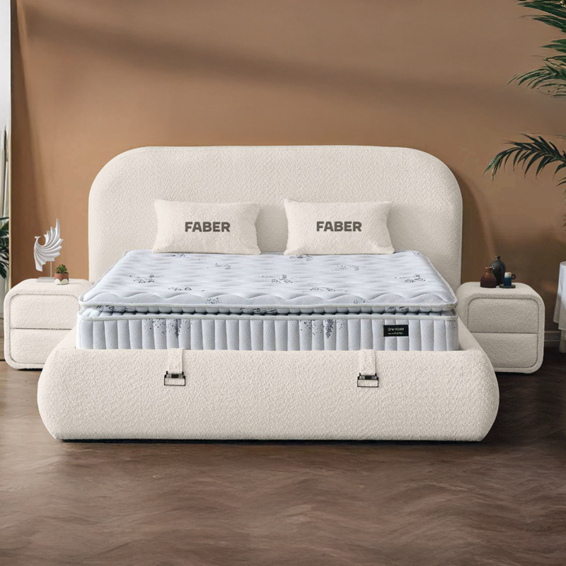 Тапицирана спалня с матрак FABER 160 х 200 – шампанско 01