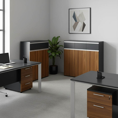 Офис шкаф 200x40x120 см орех-антрацит