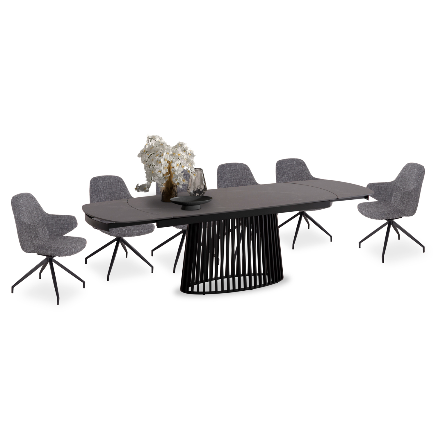 Трапезен комплект керамичен плот черен мрамор