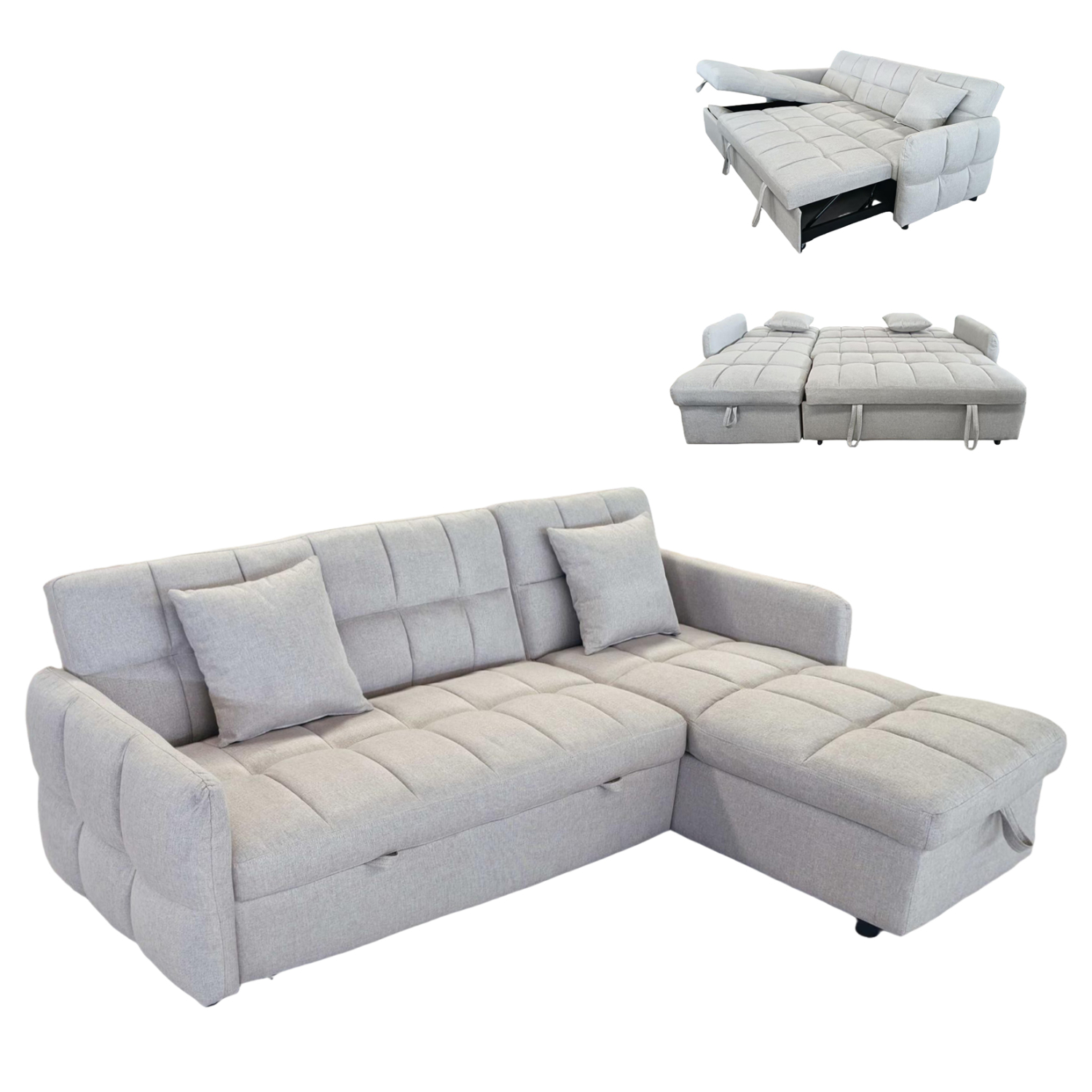 Диван с обратим ъгъл бежов цвят