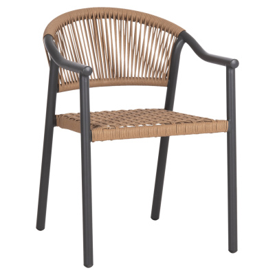 Кресло цвят тъмно сив-меден