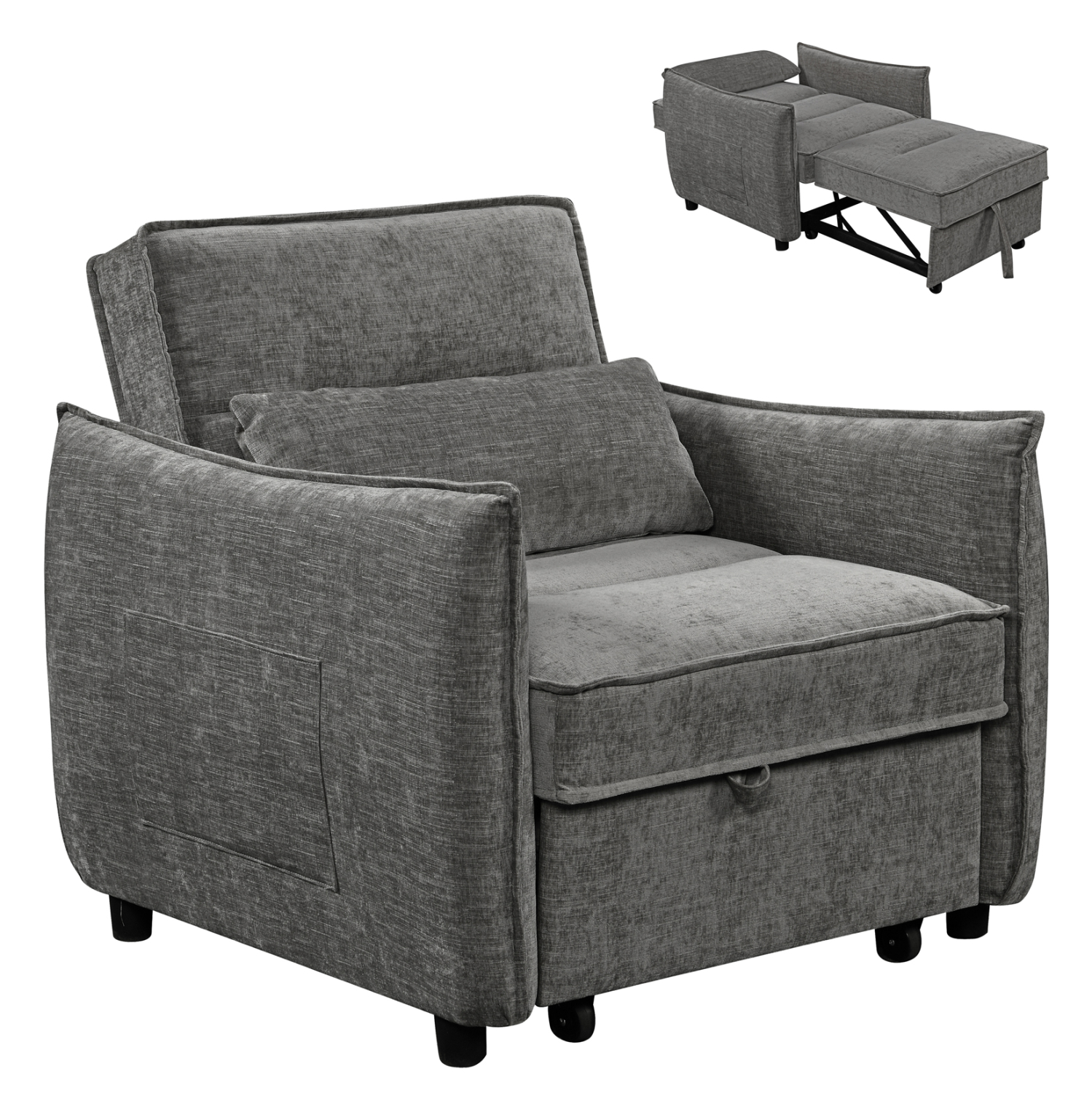 Фотьойл-легло сив цвят