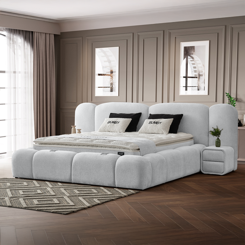 Тапицирана спалня с матрак BUMBY 160 x 200 – светлосив  21