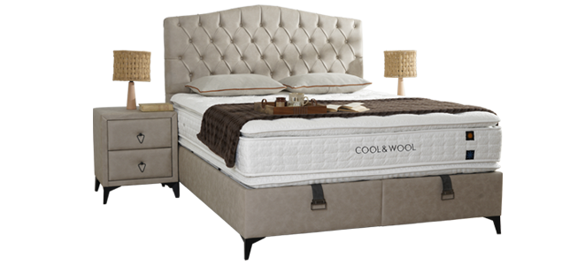 Тапицирана спалня с матрак COOL WOOL 160 x 200 – бежов 3